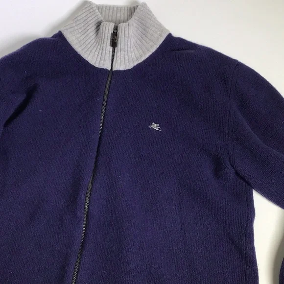 Etro Purple and Gray Zip Up Sweater - Picture 5 of 7